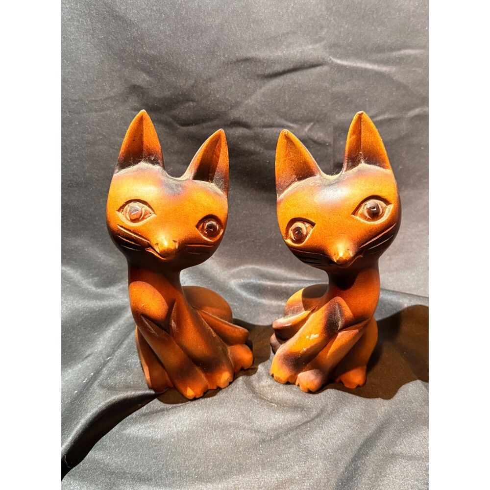 Vintage Mid Century Ceramic Cat Figurines Pair